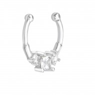 Piercing nas din Argint, Geometric cu cristale Zircon, White, A4S39433 Piercing nas din Argint, Geometric cu cristale Zircon, White, A4S39433