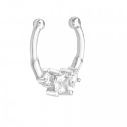 Piercing nas din Argint, Geometric cu cristale Zircon, White, A4S39433 Piercing nas din Argint, Geometric cu cristale Zircon, White, A4S39433