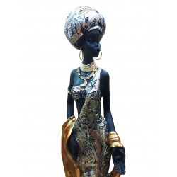 Statueta Decorativa, Africana, Argintiu, 36 cm, LY231904 Statueta Decorativa, Africana, Argintiu, 36 cm, LY231904