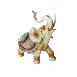 Statueta Decorativa, Elefant cu trompa in sus, Crem, 20 cm, GA24505