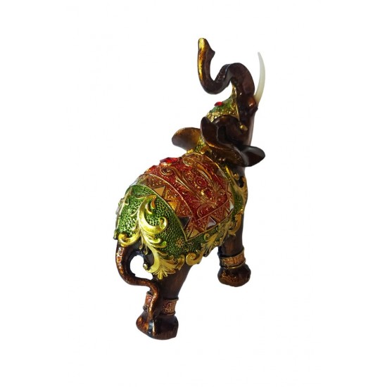 Statueta Decorativa, Elefant cu trompa in sus, Maro, 14 cm, GA24409 Statueta Decorativa, Elefant cu trompa in sus, Maro, 14 cm, GA24409