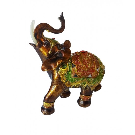 Statueta Decorativa, Elefant cu trompa in sus, Maro, 20 cm, GA24407 Statueta Decorativa, Elefant cu trompa in sus, Maro, 20 cm, GA24407