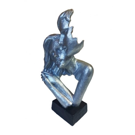 Statueta Decorativa Masca, Indragostiti, Argintiu, 28 cm, 064SX-1 Statueta Decorativa Masca, Indragostiti, Argintiu, 28 cm, 064SX-1