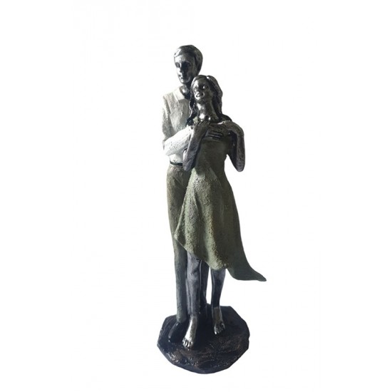 Statueta decorativa, Cuplu de Indragostiti, Argintiu, 21 cm, GXL009 Statueta decorativa, Cuplu de Indragostiti, Argintiu, 21 cm, GXL009