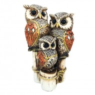Statueta decorativa, Familie de bufnite asezate pe trunchi de copac, 15 cm, 203H Statueta decorativa, Familie de bufnite asezate pe trunchi de copac, 15 cm, 203H