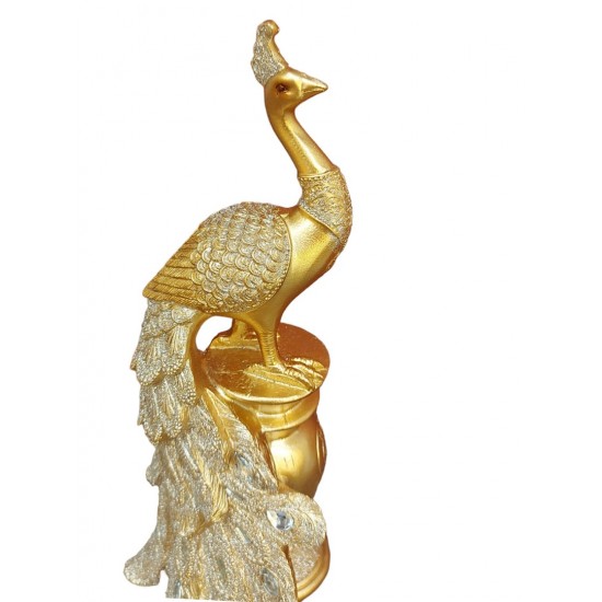 Statueta decorativa, Paun, Auriu, 33 cm, 11278-48 Statueta decorativa, Paun, Auriu, 33 cm, 11278-48