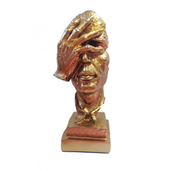Statueta decorativa masca, Nu vad, Gold, 33 cm, HC3021X
