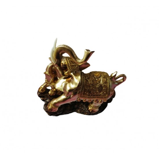 Statueta elefant mama si pui pe stanca, 25 cm, 33295JX Statueta elefant mama si pui pe stanca, 25 cm, 33295JX