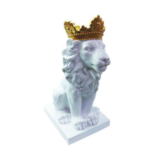 Statueta in forma de Leu, Alb, 34 cm, 625LD Statueta in forma de Leu, Alb, 34 cm, 625LD