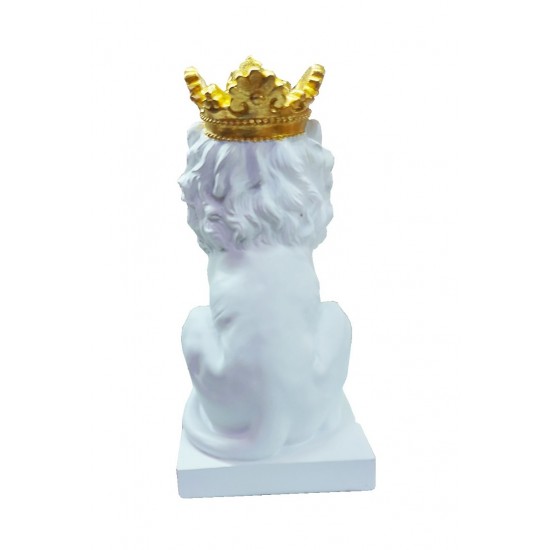 Statueta in forma de Leu, Alb, 34 cm, 625LD Statueta in forma de Leu, Alb, 34 cm, 625LD