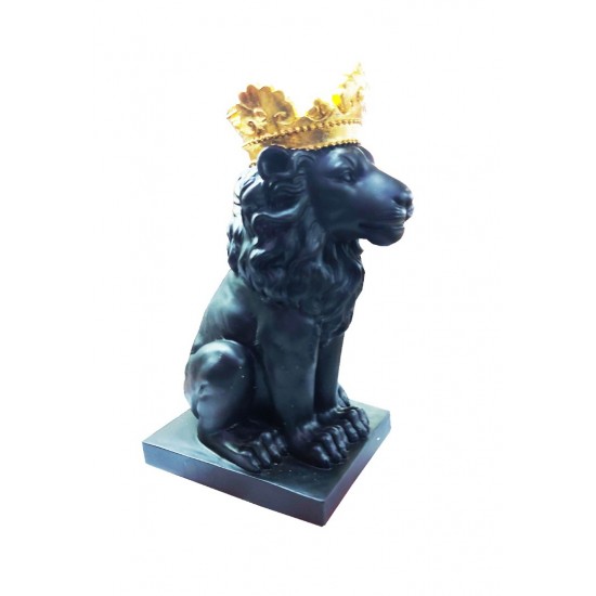 Statueta in forma de Leu, Negru, 25 cm, 7002D Statueta in forma de Leu, Negru, 25 cm, 7002D