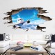 Sticker decorativ 3D, Gaura in perete, avion pe cer 115 cm, 97STK Sticker decorativ 3D, Gaura in perete, avion pe cer 115 cm, 97STK