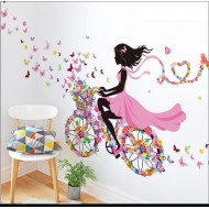 Sticker decorativ Biciclete inflorata cu fluturi colorati, 5STK Sticker decorativ Biciclete inflorata cu fluturi colorati, 5STK