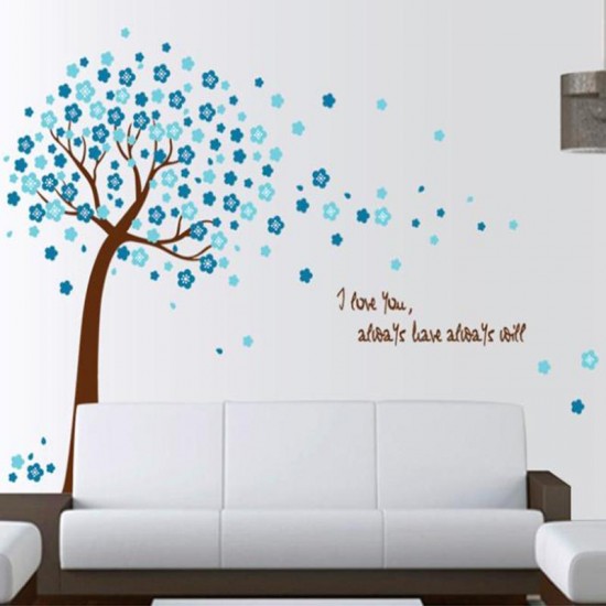 Sticker decorativ, Copacel cu flori albastre 150 cm, 107STK Sticker decorativ, Copacel cu flori albastre 150 cm, 107STK