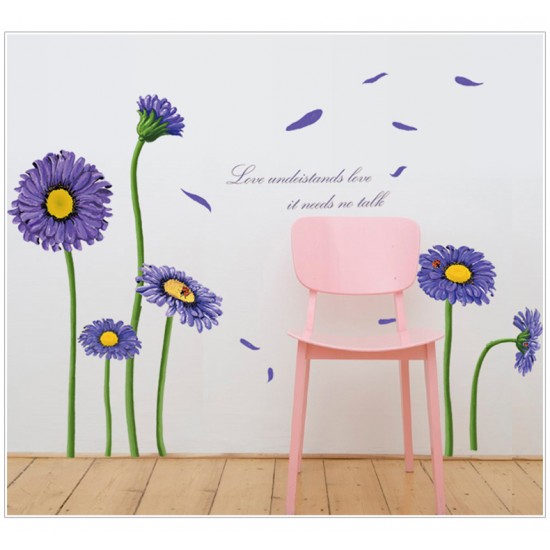 Sticker decorativ, Crizanteme albastre 178 cm, 133STK Sticker decorativ, Crizanteme albastre 178 cm, 133STK