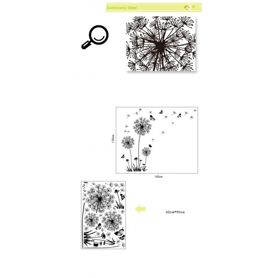 Sticker decorativ, Flower black 165 cm, 79STK Sticker decorativ, Flower black 165 cm, 79STK