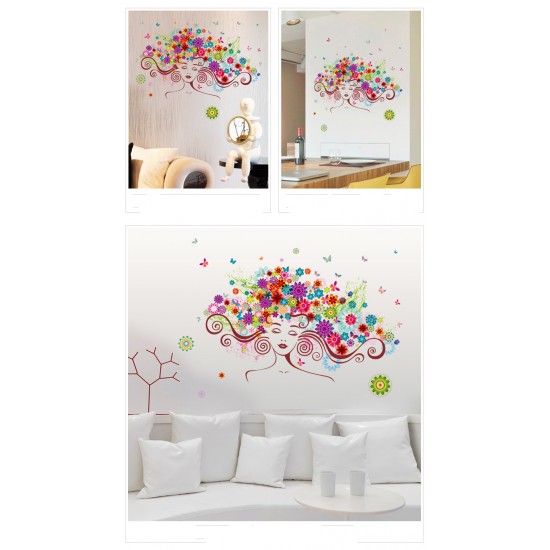 Sticker decorativ, Girl butterfly flowers 85 cm, 152STK Sticker decorativ, Girl butterfly flowers 85 cm, 152STK