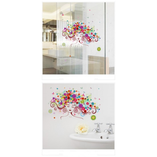 Sticker decorativ, Girl butterfly flowers 85 cm, 152STK Sticker decorativ, Girl butterfly flowers 85 cm, 152STK