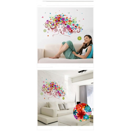 Sticker decorativ, Girl butterfly flowers 85 cm, 152STK Sticker decorativ, Girl butterfly flowers 85 cm, 152STK