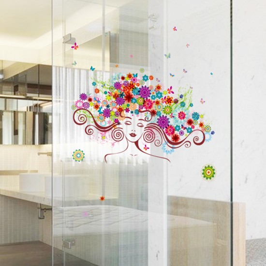 Sticker decorativ, Girl butterfly flowers 85 cm, 152STK Sticker decorativ, Girl butterfly flowers 85 cm, 152STK