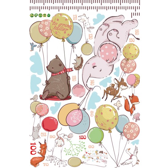 Sticker decorativ, Masuratoare cu animalute, 155 cm, 85STK Sticker decorativ, Masuratoare cu animalute, 155 cm, 85STK