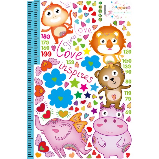 Sticker decorativ, Masuratoare cu animalute, 176 cm, 86STK Sticker decorativ, Masuratoare cu animalute, 176 cm, 86STK