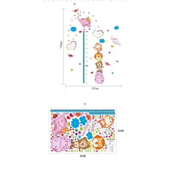 Sticker decorativ, Masuratoare cu animalute, 176 cm, 86STK Sticker decorativ, Masuratoare cu animalute, 176 cm, 86STK