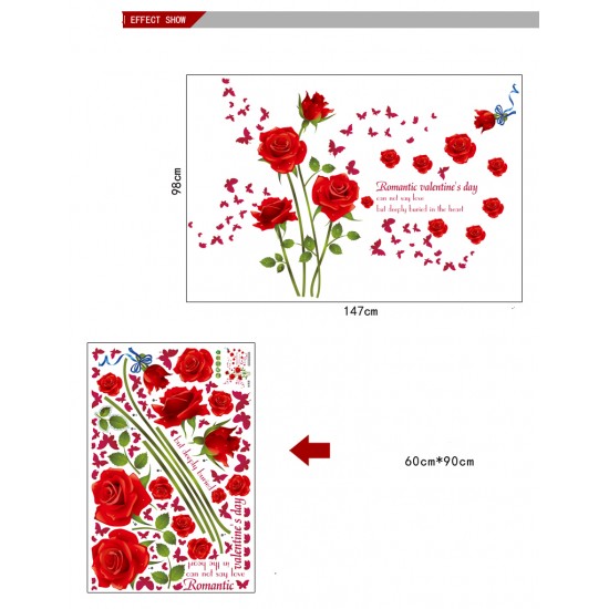 Sticker decorativ, Trandafiri rosii 147 cm, 128STK Sticker decorativ, Trandafiri rosii 147 cm, 128STK