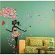 Sticker decorativ Umbrela din flori cu Fluturasi, 13STK Sticker decorativ Umbrela din flori cu Fluturasi, 13STK