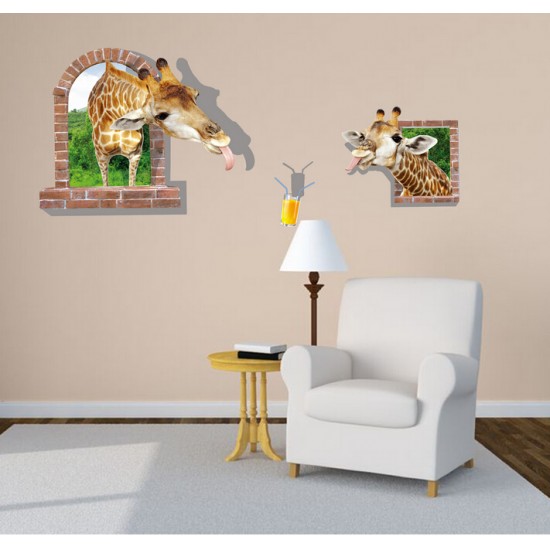 Sticker decorativ, fereastra cu 2 girafe 130 cm, 60STK Sticker decorativ, fereastra cu 2 girafe 130 cm, 60STK