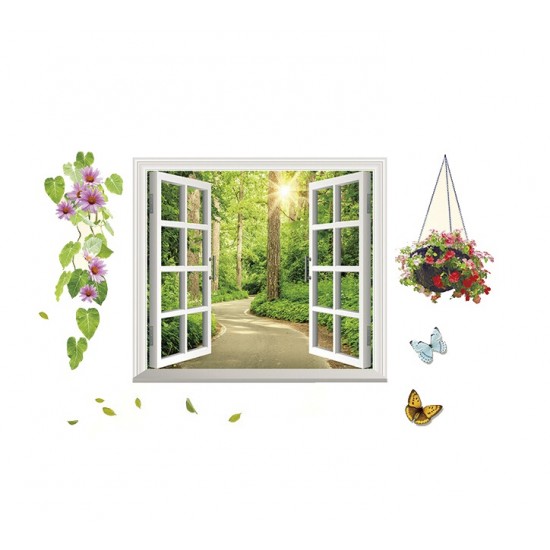 Sticker decorativ, fereastra deschisa spre padure 107 cm, 63STK Sticker decorativ, fereastra deschisa spre padure 107 cm, 63STK