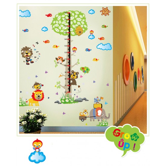 Sticker decorativ, masuratoare copacel cu animalute 143 cm, 70STK Sticker decorativ, masuratoare copacel cu animalute 143 cm, 70STK