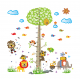 Sticker decorativ, masuratoare copacel cu animalute 143 cm, 70STK Sticker decorativ, masuratoare copacel cu animalute 143 cm, 70STK