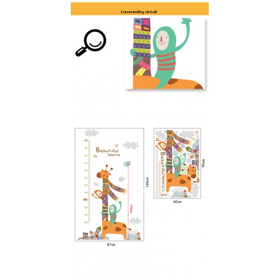 Sticker decorativ, masuratoare cu animalute 160 cm, 121STK Sticker decorativ, masuratoare cu animalute 160 cm, 121STK