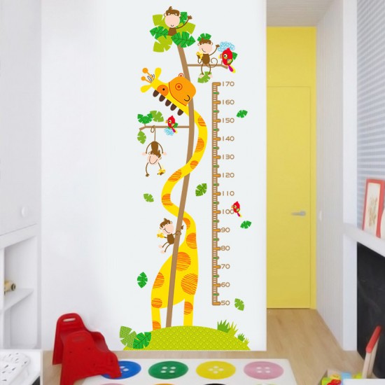 Sticker decorativ, masuratoare cu girafa si maimutele 160 cm, 61STK Sticker decorativ, masuratoare cu girafa si maimutele 160 cm, 61STK
