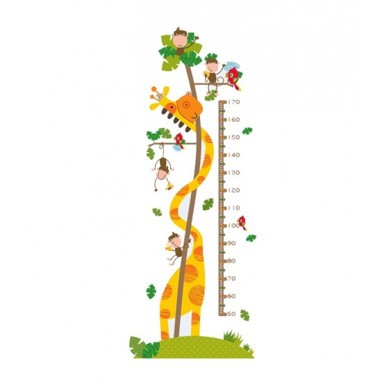 Sticker decorativ, masuratoare cu girafa si maimutele 160 cm, 61STK Sticker decorativ, masuratoare cu girafa si maimutele 160 cm, 61STK