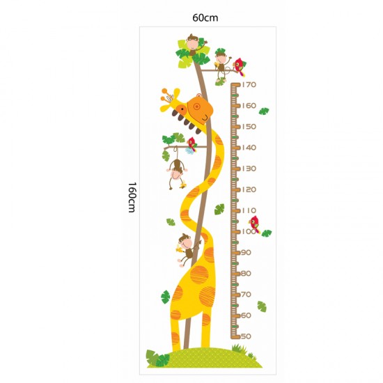 Sticker decorativ, masuratoare cu girafa si maimutele 160 cm, 61STK Sticker decorativ, masuratoare cu girafa si maimutele 160 cm, 61STK