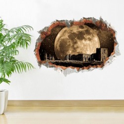 Sticker decorativ, Gaura in perete, privire spre luna 85 cm, 146STK-1 Sticker decorativ, Gaura in perete, privire spre luna 85 cm, 146STK-1