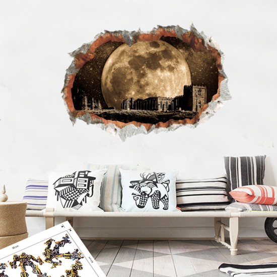 Sticker decorativ, Gaura in perete, privire spre luna 85 cm, 146STK-1 Sticker decorativ, Gaura in perete, privire spre luna 85 cm, 146STK-1
