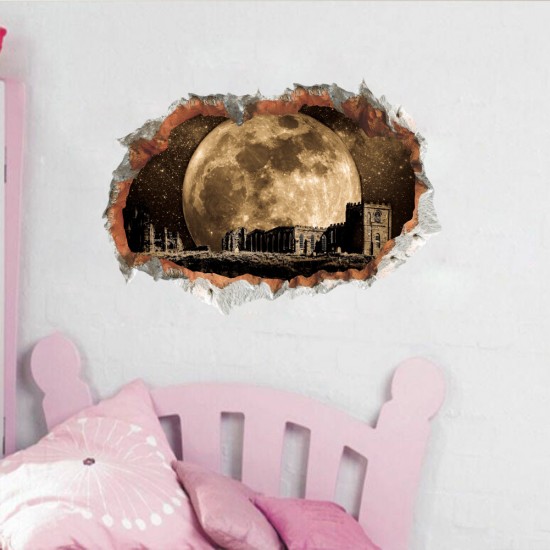 Sticker decorativ, Gaura in perete, privire spre luna 85 cm, 146STK-1 Sticker decorativ, Gaura in perete, privire spre luna 85 cm, 146STK-1