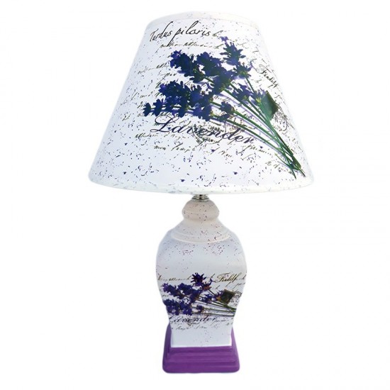 Veioza cu imprimeu buchete de lavanda, soclu E17, 40W, 570E Veioza cu imprimeu buchete de lavanda, soclu E17, 40W, 570E