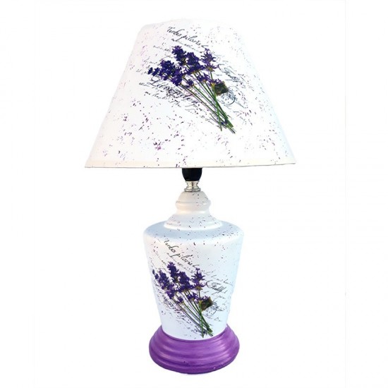 Veioza cu imprimeu buchete de lavanda, soclu E17, 40W, 570E1 Veioza cu imprimeu buchete de lavanda, soclu E17, 40W, 570E1