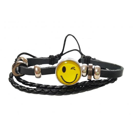 Bratara din piele ecologica, Emoticon, 115BJ Bratara din piele ecologica, Emoticon, 115BJ