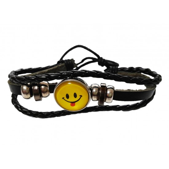 Bratara din piele ecologica, Emoticon, 123BJ Bratara din piele ecologica, Emoticon, 123BJ