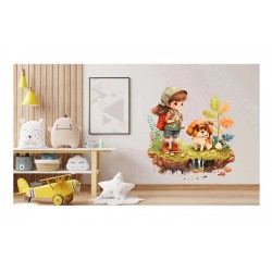 Sticker decorativ, Fetita si Catelul, Multicolor, 64 cm, 1294STK Sticker decorativ, Fetita si Catelul, Multicolor, 64 cm, 1294STK