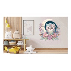 Sticker decorativ, Bufnita, Multicolor, 60 cm, 1296STK-1 Sticker decorativ, Bufnita, Multicolor, 60 cm, 1296STK-1