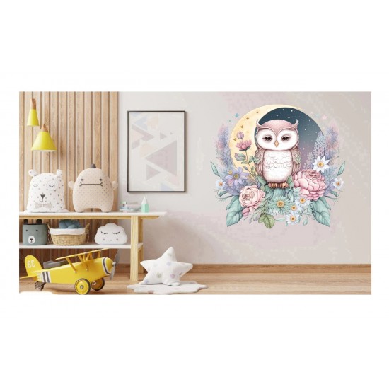 Sticker decorativ, Bufnita, Multicolor, 60 cm, 1296STK-3 Sticker decorativ, Bufnita, Multicolor, 60 cm, 1296STK-3