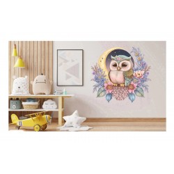 Sticker decorativ, Bufnita, Multicolor, 60 cm, 1296STK-4 Sticker decorativ, Bufnita, Multicolor, 60 cm, 1296STK-4