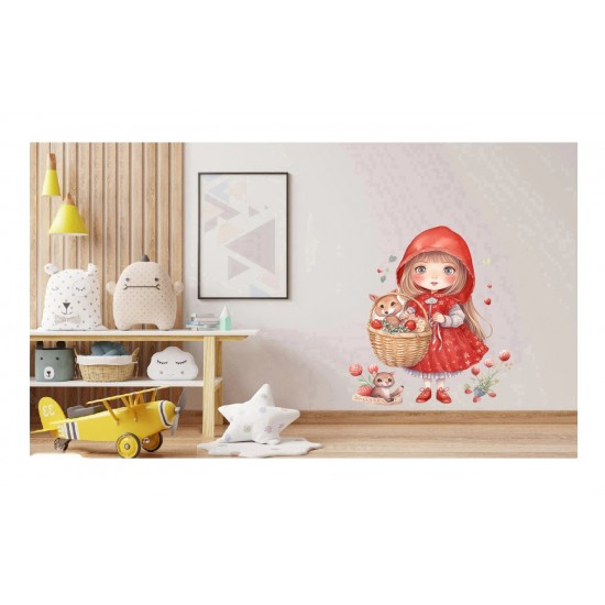 Sticker decorativ, Scufita Rosie, Rosu, 72 cm, 1298STK-3 Sticker decorativ, Scufita Rosie, Rosu, 72 cm, 1298STK-3