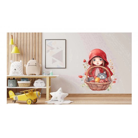 Sticker decorativ, Scufita Rosie, Rosu, 73 cm, 1298STK-4 Sticker decorativ, Scufita Rosie, Rosu, 73 cm, 1298STK-4